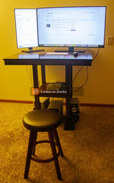 Standing desk workstation, wood top